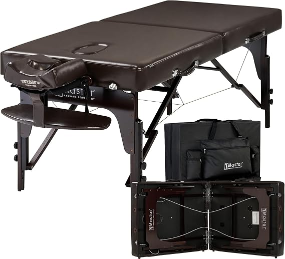 Supreme Massage 31 Inch Extra Wide Portable Massage Table, Supreme LX SPA Salon Facial Beauty Bed, Easy Set Up, 3" Thick of Memory Foam, PU Upholstery (Coffee)