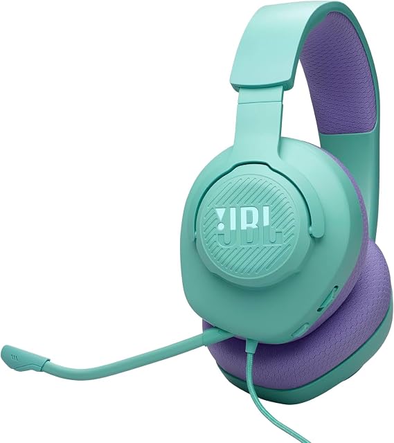 JBL Quantum 100M2 Wired Over-Ear Gaming Headset with JBL QuantumSOUND Signature 3.5 mm Jack Multi-Platform Compatibility and Removable Microphone with Mute Option Cyan