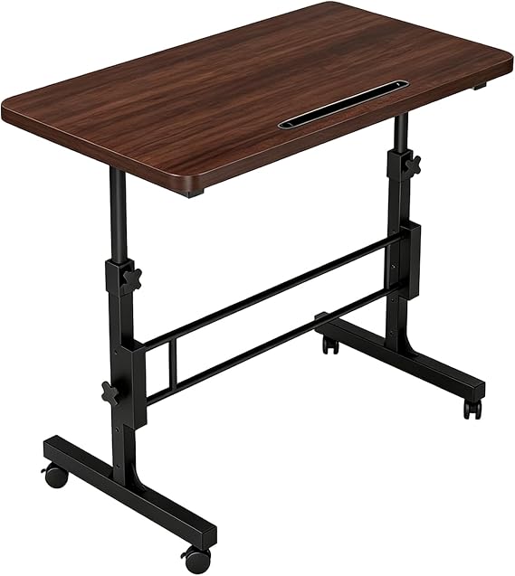 Height Adjustable Mobile Standing Desk with Wheels and Tablet Slot