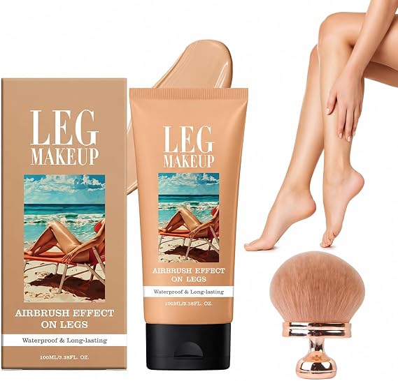 Body Coverage Perfector Waterproof, Leg Makeup Tattoo Cover Up Cream Full Coverage Foundation with Large Brush for Daily Wear