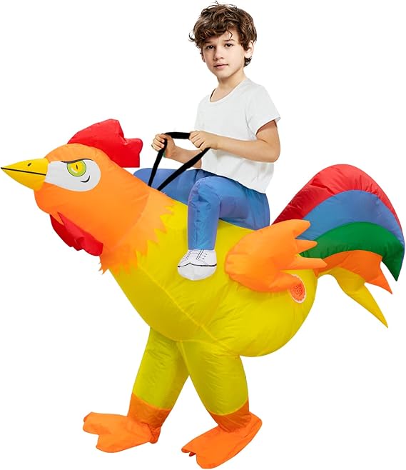 Poptrend Inflatable Chicken Costume for Adult Kids, Halloween Chicken Blow up Costumes Men Women Funny Fancy Dress Party Costumes