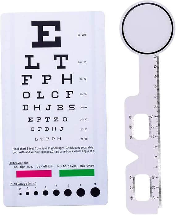 Snellen Eye Chart 2 Piece Set with Eye Occluder for Exams Vision Test Wall Chart for Medical Office School Clinic and Optometry Practice