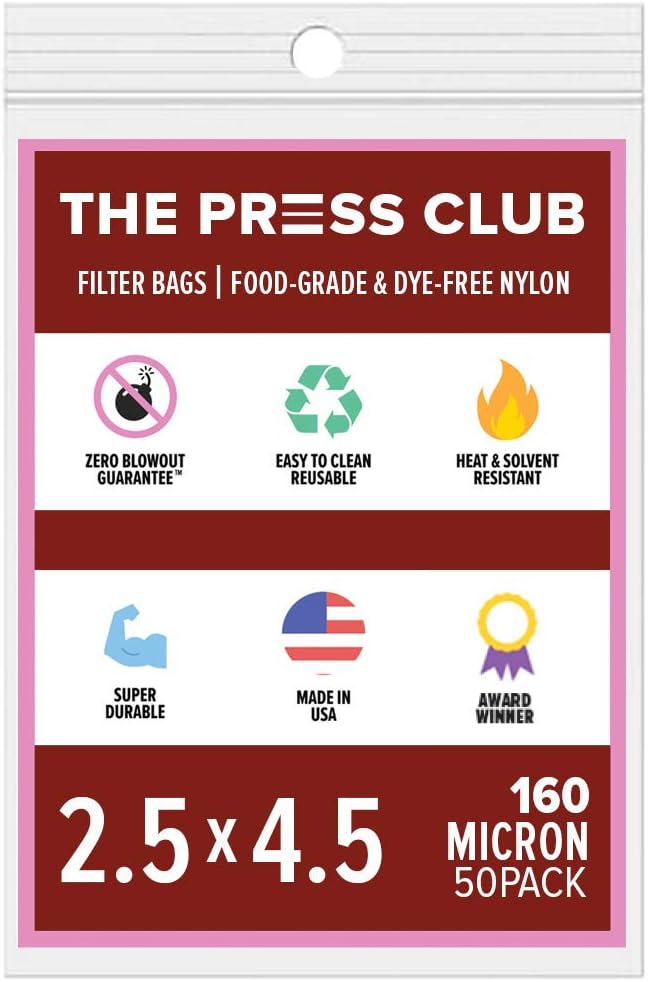 160 Micron | Premium Nylon Rosin Tea Filter Screen Press Bags | 2.5" x 4.5" | 50 Pack | Zero Blowout Guarantee | All Micron & Sizes Available