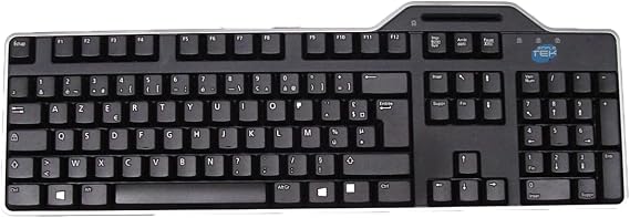 SIMPLETEK - AZERTY FR Klavye, Entegre Akıllı Kart Okuyuculu Kablolu | Ergonomik, Tak ve Çalıştır, Akıllı Kart Okuyucu