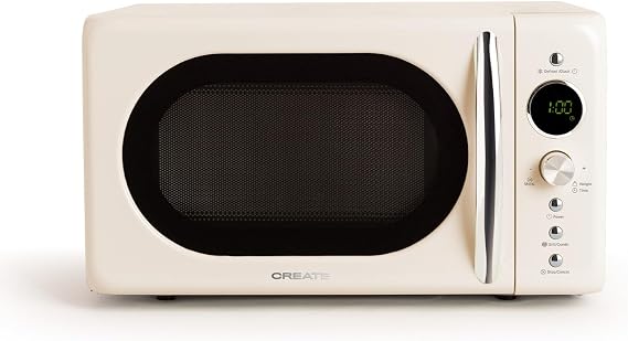 CREATE /MICROWAVE RETRO/Microwave grill digital bench broken/Retro style, capacity 20L, plate Ø245 mm, 3 programs, 9 pre-installed menus, multi-stage cooking, LCD display, 900W