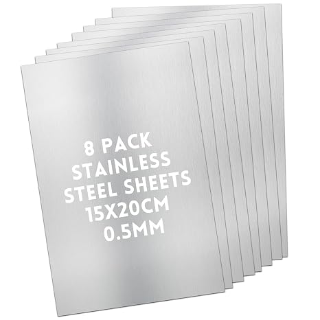 8 Pack 304 Stainless Steel Sheets, Metal Plates 200x150mm