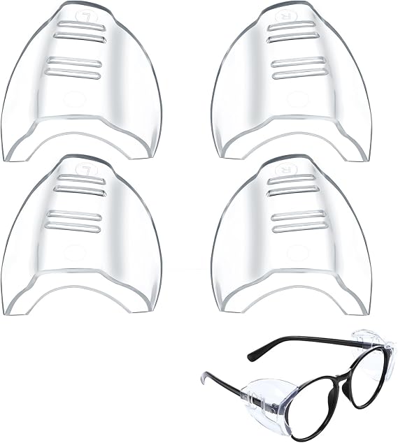 oruola 2 Pairs Glasses Side Shields,Flexible Slip On Side Shields,Safety Glasses Over Eyeglasses,Safety Protection Fits Small to Large Eyeglasses,Transparent TPU Material(Clear)
