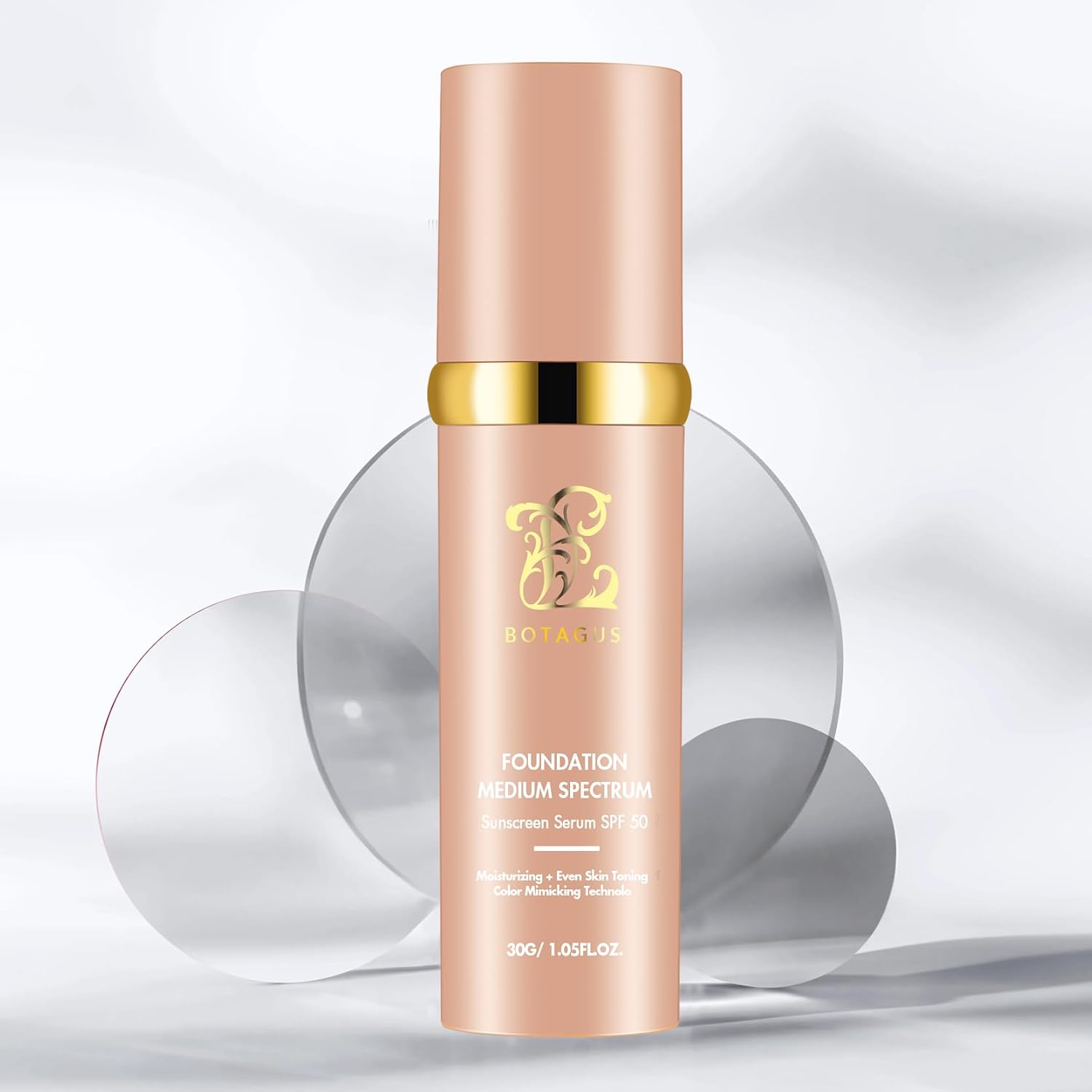 Botagus Match Cosmetics Foundation 4 in 1-Medium Spectrum,4 in 1 Cosmetics Foundation Liquid with SPF 50+, Concealer Cosmetic Lightweight Makeup, Longwearing & Waterproof for Makeup