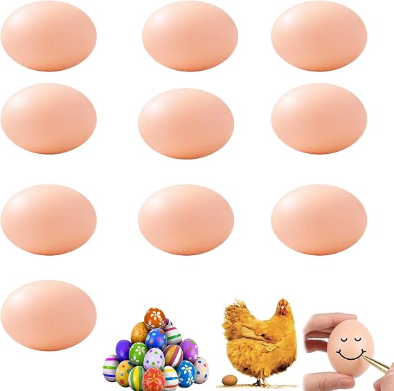 10Pcs Fake Eggs, Crafts Arts Imitation Dummy Eggs, Realistic Imitation Chicken Egg Toys, For Simulation Educational Toy, Diy Painting, Encourages Laying Or Prevents Eating Egg
