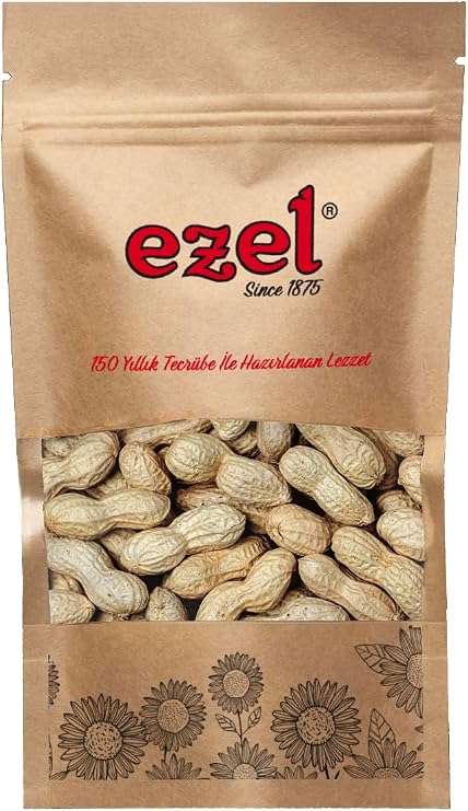 Ezel Kuruyemiş Kabuklu Çiğ Yer Fıstığı 1000gr – Taze ve Doğal - Zipli Ambalaj