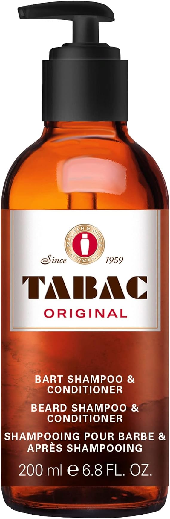 Tabac Original Beard Shampoo & Conditioner 200ml - 2-in-1 Grooming Formula for Men - Cleanses, Softens & Nourishes Beard and Hair with Classic Spicy Woody Fragrance