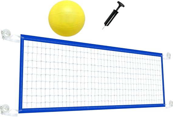 Pool Volleyball Net - Adjustable Length, 15-32 Feet Replacement, Water Floating Beach Volleyball Set, Includes Ball and Pump, Pool Play for Backyard Court