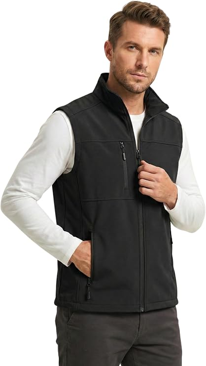 Erkek Yelek Softshell Su Geçirmez Tam Fermuarlı Cepli Normal Kalıp Spor Yelek