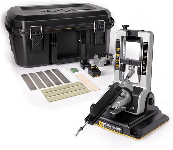WORK SHARP® Professional Precision Adjust Elite Knife Sharpener - Professional Sharpening System - Knife Sharpener Set with Digital Angle Adjustment & Guide - Knife Sharpener with 10 Plates in Case