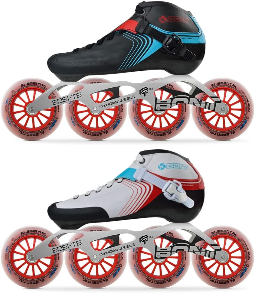 Bont Skates - Inline Speed Skating Racing Skates - GT4 Skate Boots  6061 Frame  Elemental Wheels  ABEC5 Bearings