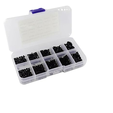 Lunatic HTF 500 Adet Mini KM Vida Seti M2/M2,5/M3mm Siyah Yıldız Kafa 50 Şer Adet 10 Çeşit Şeffaf Çantada
