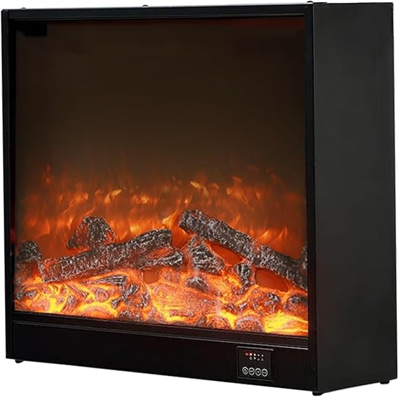 Electric Fireplace Insert, Realistic Electric Log Burner Effect Recessed Design and Remote Control, 70x18x60cm, Built-in Room Decor Cabinet Faux Frame Floating Fireplace Background Wall80x18x60cm