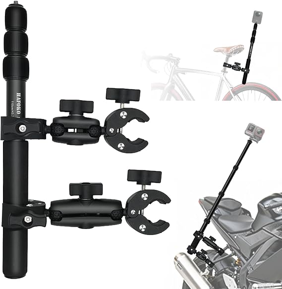 Motorcycle Double Clamp Mount with 43”Stick Compatible for Insta360 X5-X