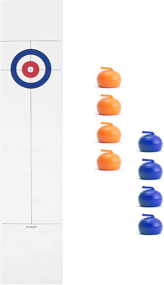 Tabletop Curling Game with 8 Pucks Stones Family Board for Kids and Adults