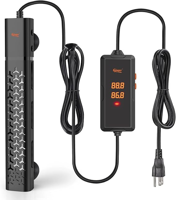 hygger 200w アクアリウムヒーター、インテリジェントな温度制御と水残しを備えた水中魚飼育用タンクヒーター、20-40ガロンタンク用