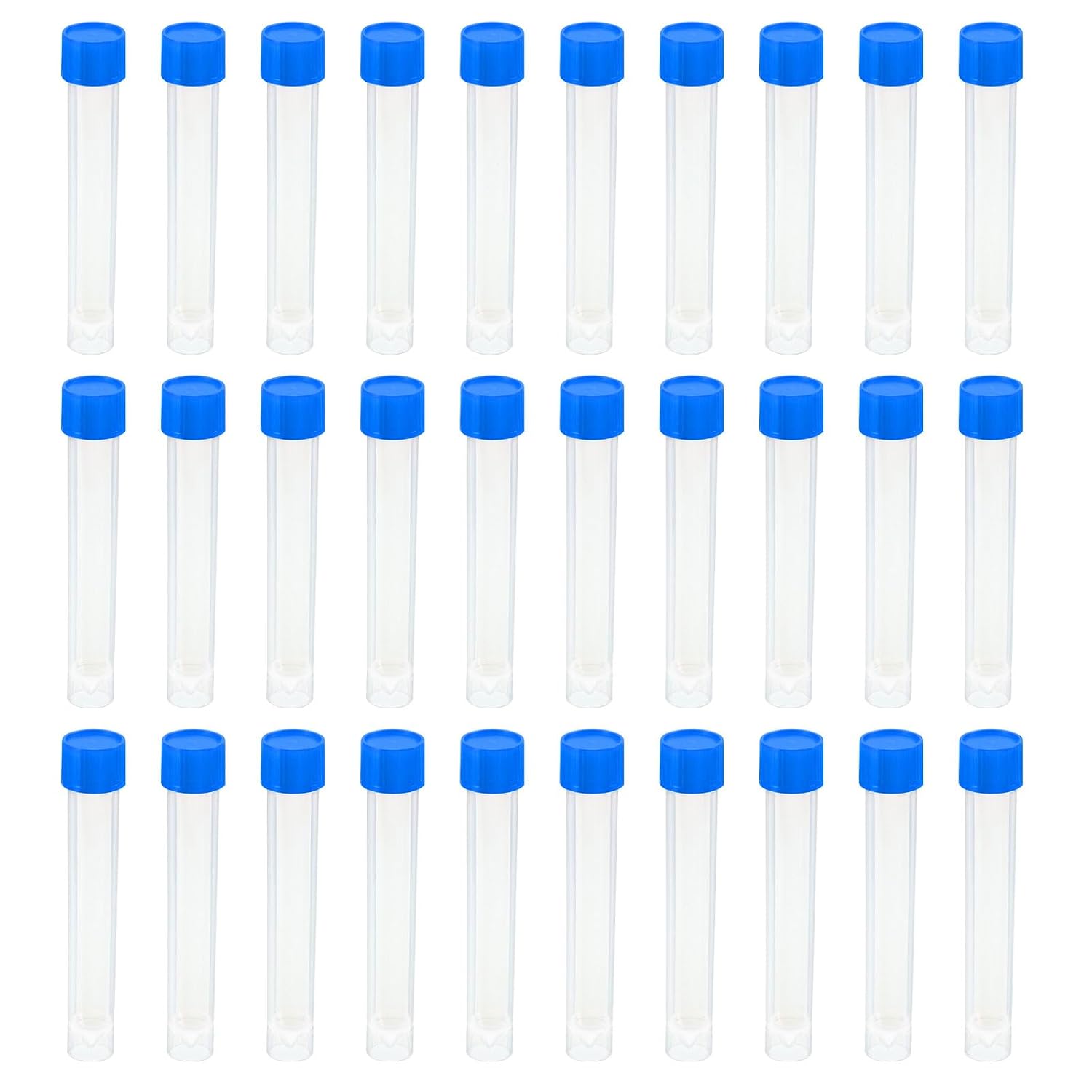PATIKIL 10mL Plastic Test Tubes, 30 Pack Frozen Container Storage Blue Screw Cap for Lab Laboratory Science, Clear