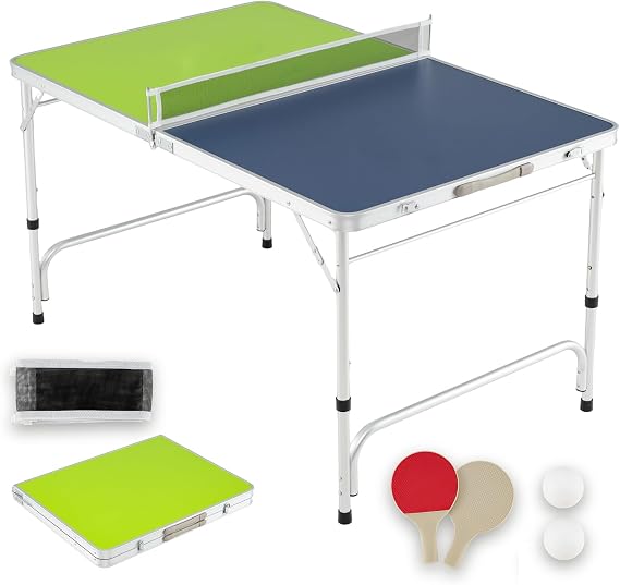 SPOTRAVEL Folding Tennis Table, Indoor Outdoor Portable Ping Pong Table