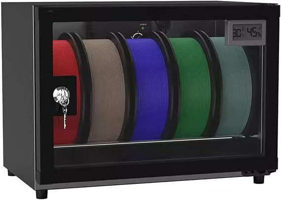 3D Printer Filament Storage Box, 25L Anti-Moisture Dehydrator, Humidity Range RH 28-60%, Holds 5 Rolls of 1kg Filament, with Lock, for PLA/ABS/PETG/TPU