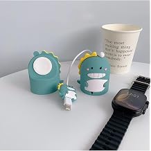 bbtech Apple Watch Tüm Cihazlara Uyumlu Karikatürlü Sevimli Şarj Standı ve Kablo Koruyucu;Yeşil