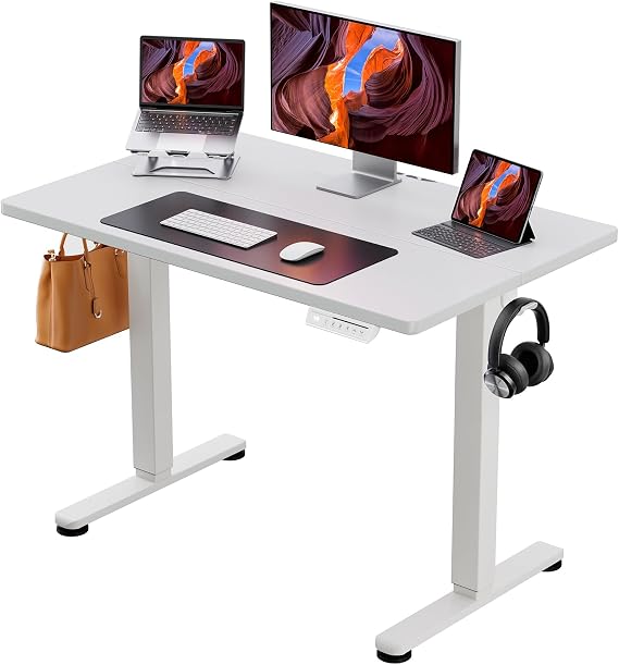 ErGear Electric Standing Desk, Adjustable Height Office Desk, Standing Desk, Width 39.4 inches 100 cm, Load Capacity 176 lbs 80 kg, Height Memory Function, Automatic Height Adjustment, Quiet, with