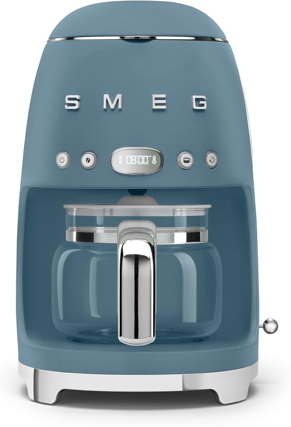 Smeg DCF02SBMUK Retro 50s Style 1.4L Drip Coffee Machine, Auto Start, Keep Warm Function, Storm Blue