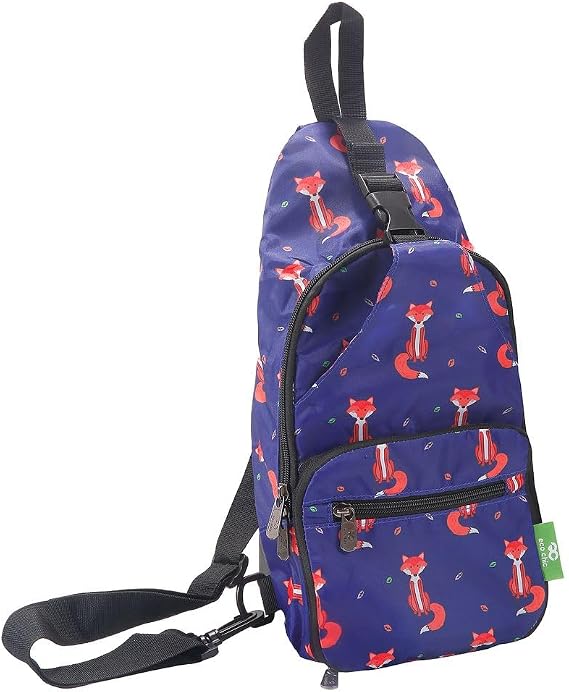 ECO CHIC Lightweight Foldable Crossbody Bag Recycled Plastic Shoulder Backpack Folds Into Pouch for Storage