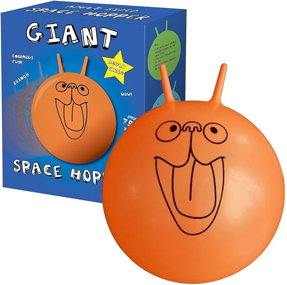 CKB LTD Extra Large Giant Retro Space Hopper for Adults - Inflatable Includes Foot Pump Holds up to 100kg Extra Large 75cm - Orange