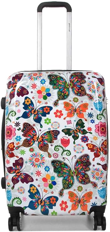 Hard Shell 4 Wheel Suitcase Set Butterfly Print Luggage Cabin Travel Bag