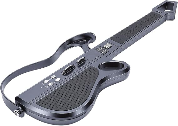 Asixxsix Stringless Smart Guitar, Rhythmic LED Lightshow Foldable Travel Backing Guitar Seamless Bluetooth Connected Musical Instrument Single Person Band for Adults Teens Black