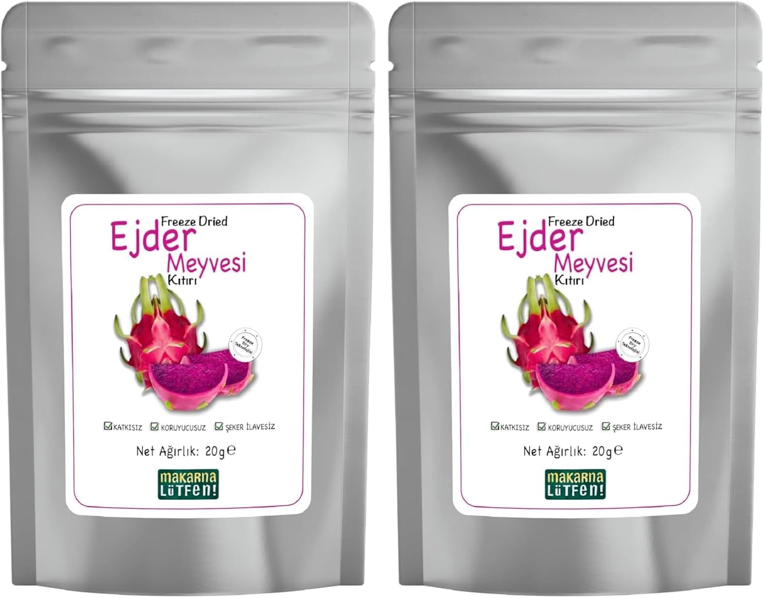 Ejder Kuru Meyve Cipsi Dondurularak Kurutulmuş Freeze Dried Meyve Kıtırı (20 g) 2li paket