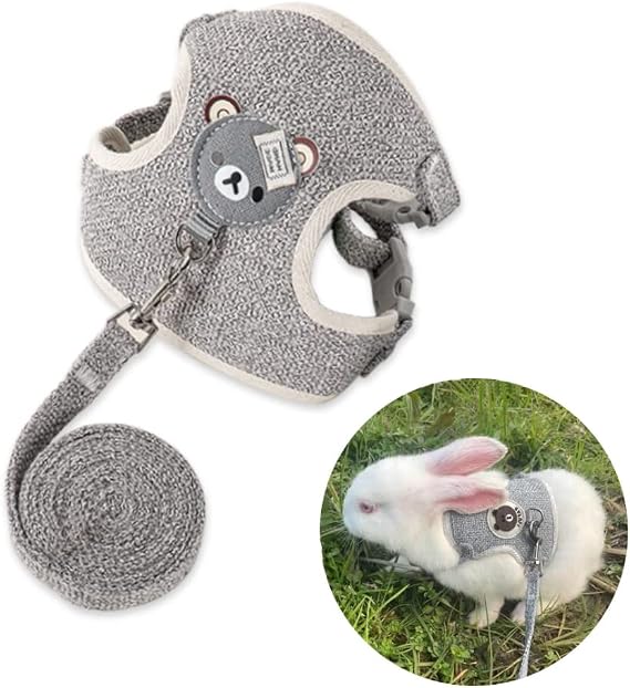 Adjustable Rabbit Lead and Harness Set, Pet Accessories for Bunny and Cat, 27-35 cm, 1.20 m