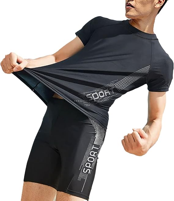 Men's Diving Suit Swimming Suit Sun Protection Quick Drying Surf Suit Set Long Sleeve Swimsuit for Men Two Piece Rash Guard UV Swimming Shirt Swimsuit with Boyshort Pants