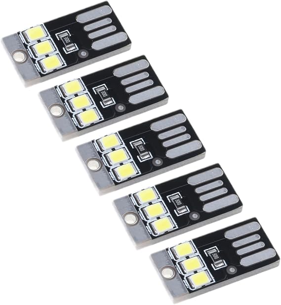 5個 Led ブックランプ Usb 読書用ライト ナイトライト ポケット カード ランプ キーホルダー ノートパソコン Pc 電源ライト用