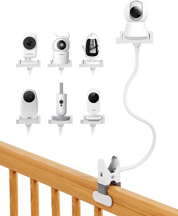 Universal Baby Monitor Mount - Flexible Camera Holder Stand with Phone Clip, No-Drill Crib Attachment for HelloBaby, VTech, Momcozy, Babystar & More