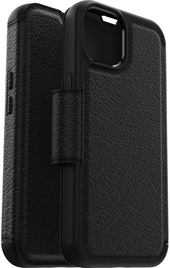 OtterBox iPhone 16e, iPhone 14 Strada Kılıf, Darbeye Dayanıklı, Düşmeye Dayanıklı, İki Kart Tutuculu Birinci Sınıf Deri Folyo, Askeri Standartlara Göre 3 Kez Test Edilmiştir, Siyah