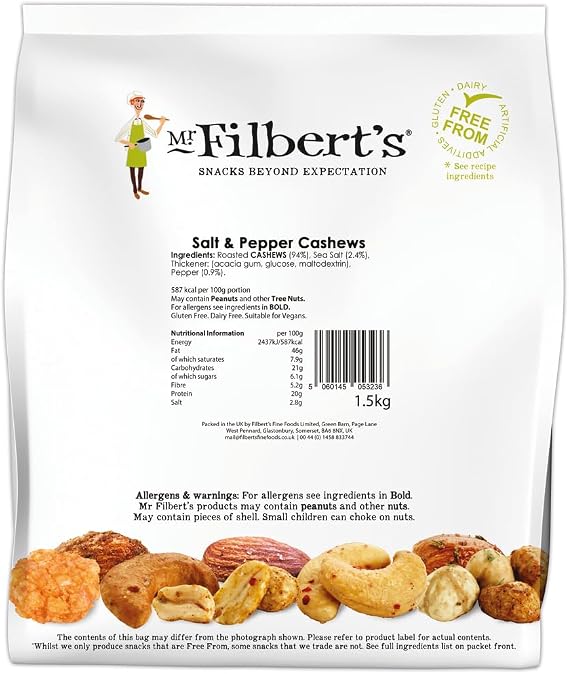 Mr Filberts Loose Serve Catering Bag Salt & Pepper Cashews - 1.5kg