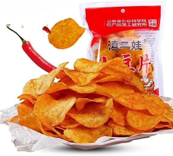 Spicy Potato Chips, Vegetable Dried Food, Mala Latiao, Potato Chips, Snack Food, Vegan,Delicious Chinese Snack Gift (Mala slices,3bags)