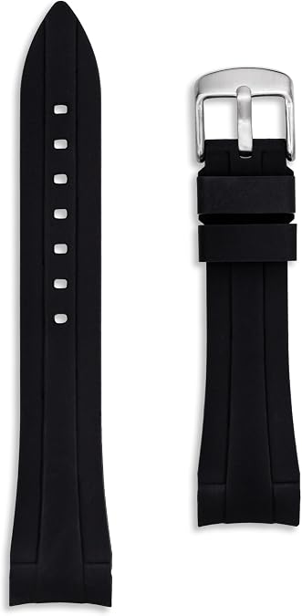 Black 20mm Silicone Watch Strap | Curved Ends | Compatible with MoonSwatch | Smooth Rubber Waterproof Band | Quality Mens & Ladies Replacement | Premium Diver Style | Spring Bars & Tool Included