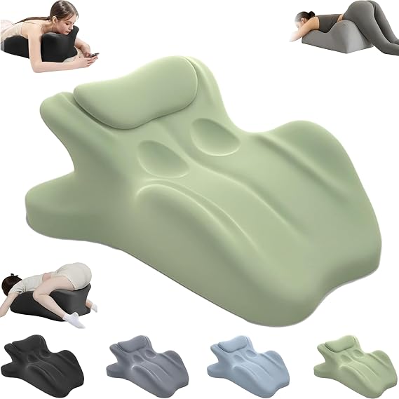 Chiro Monk Couples Pillow, 27° Lift Ergonomic Memory Foam Cushion for Intimacy, Lumbar Neck Support Pillow for Home Bedroom (Green)