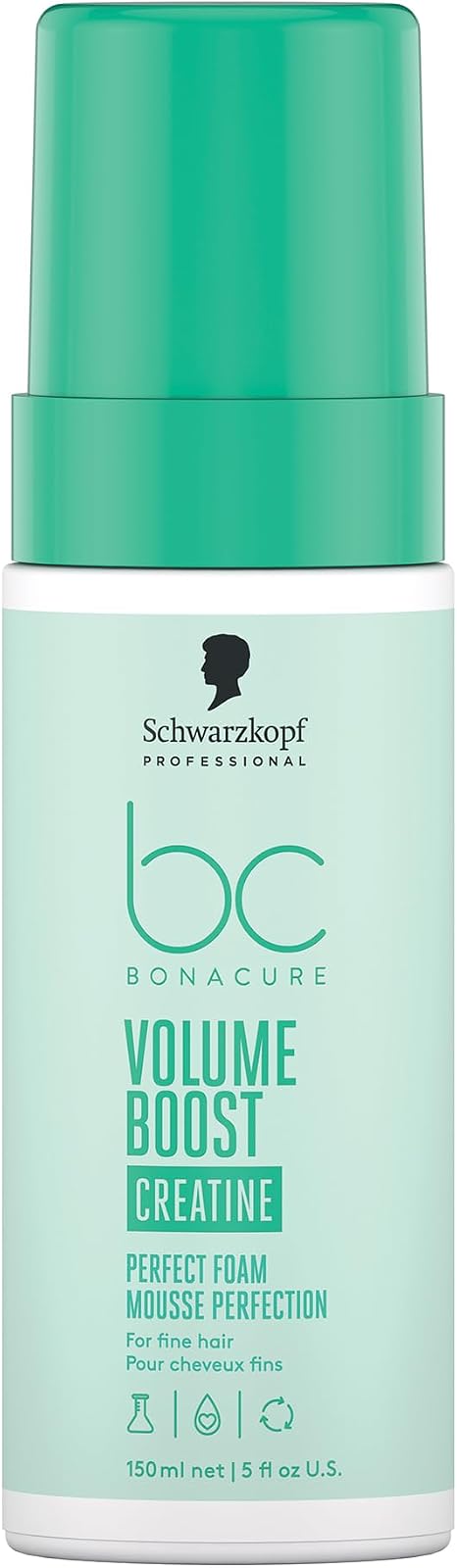 Schwarzkopf Professional Bonacure Volume Boost Perfect Foam Hair Mousse For Fine Limp Hair Vegan Care Complex Creatine And Panthenol Anti Static Increased Hair Body Improved Manageability 150 ml