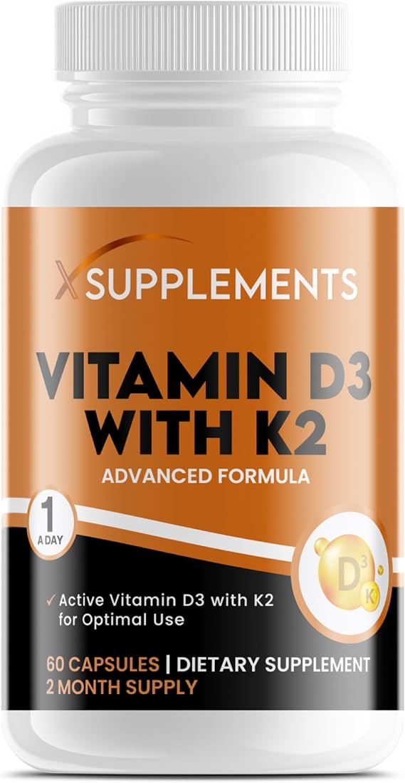 Vitamin D3 5000 IU with K2 100μg | 1-A-Day | 60 High Strength Vitamin D Tablets | MK-7 Menaquinone | Vitamin D3 | Bone, Immune & Heart Support | Supplements for Adults