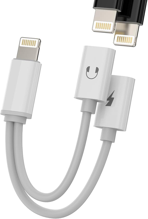 Dual Lightning Adapter for iPhone Jack Headphone Charger Accessories for Apple Aux Cable Audio Headphone Adapter for iPad for iPhone 14 13 Pro Max Charging Headset Car Radio Connection ip-BFX