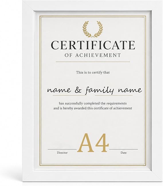 White A4 Picture Frame, Certificate Frame, Versatile Photo Frames