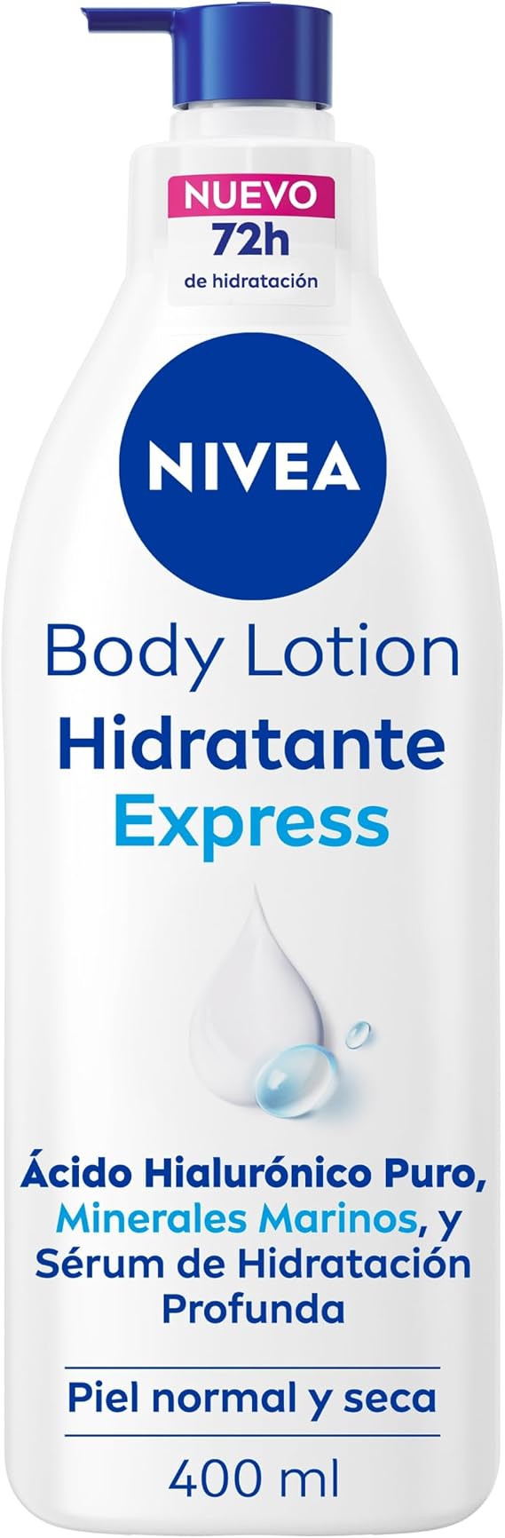 NIVEA Body Lotion Express Moisturizer - Body Lotion - 72h Hydration - Hyaluronic Acid, Marine Minerals and Deep Hydration Serum - Ultralight Formula - Normal and Dry Skin - 400ml