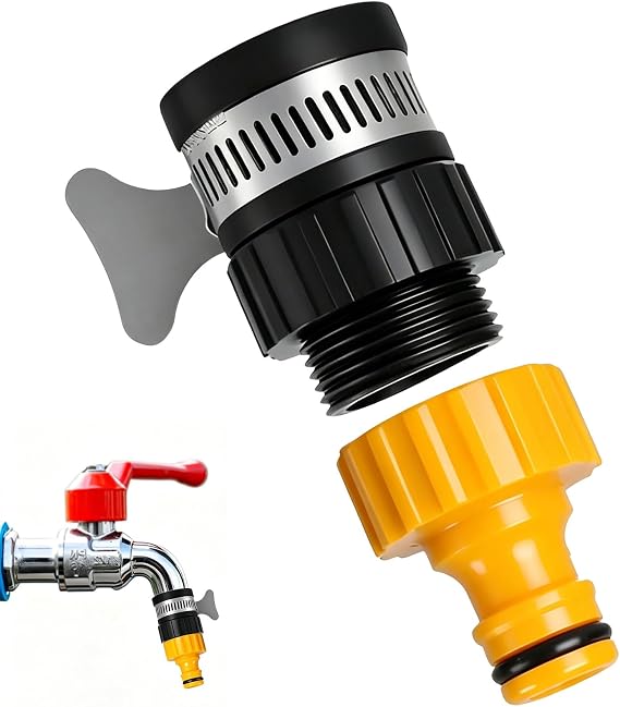 Universal Detachable Kitchen Tap Connector, 12-16mm Mixer Tap Connector Hoses Pipe, Adjustable Stainless Steel Collar, Quick Install, Hose Tap Connector for Kitchen Bathroom Garden Indoor Outdoor Use